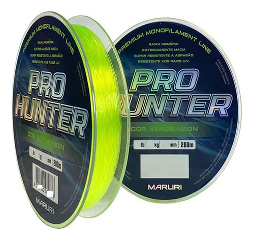 Linha Monof. Maruri Pro Hunter 0,33mm 22lb 200m Verde Neon