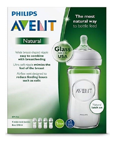  Philips Avent  Kit 2 Mamadeiras Vidro Philips Avent 240Ml