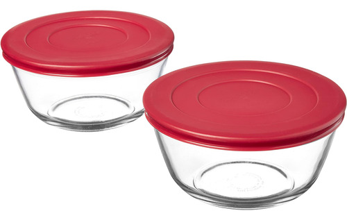 Tazones Para Mezclar De Vidrio Con Tapas Anchor Hocking, Cer