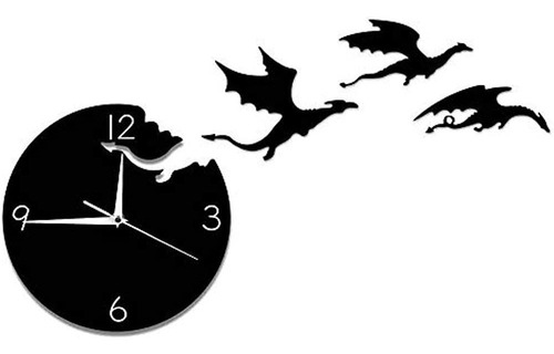 Reloj De Pared Magic Flying Angry Fantasy Dragon Wall Clock 