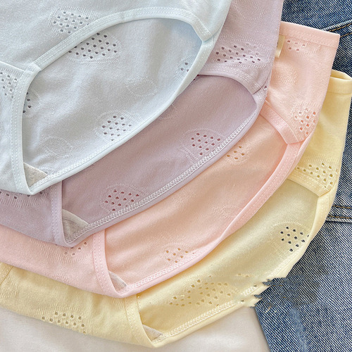 Bragas De Algodón Simples De Encaje De Color Puro Para Mujer