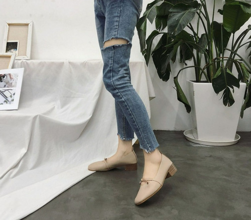 N Flats Zapatos De Tacón Bajo De Moda Retro Para Mujer