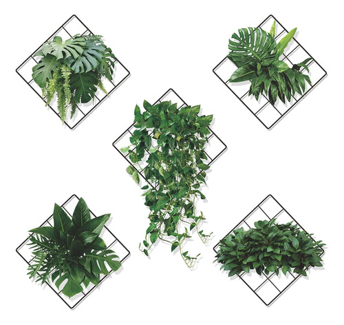 Magic 3d Vivid Green Plants Monstera Leaf Ivy Grid Deco...