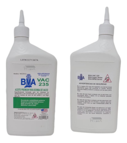 Aceite Para Bomba De Vacío 1/4 De Galón (937ml) Marca Bva