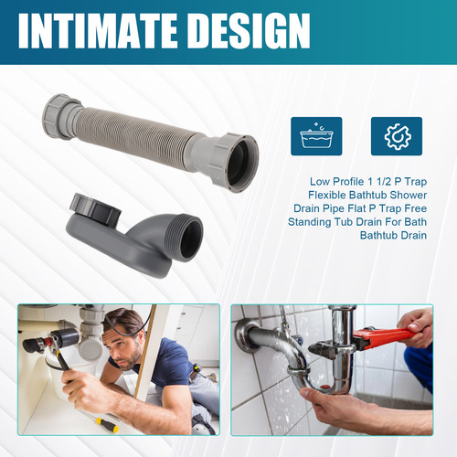 Tubo De Desagüe Flexible Para Bañera Y Ducha Con Trampa De 1