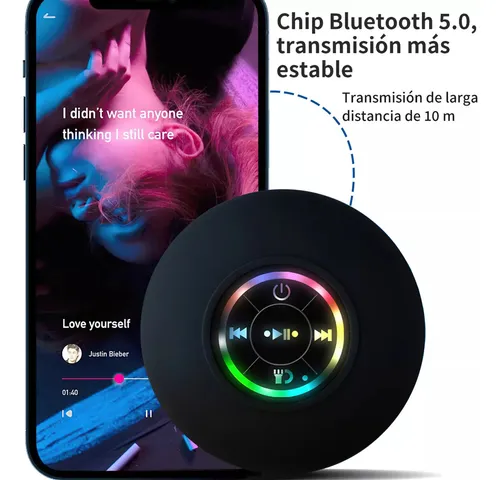 Mini Bluetooth Shower Speaker With Led Light Ipx4 Waterproof