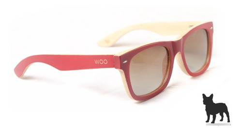 Lentes De Sol De Bambú Wooeyewear Nature Rojas Polarizadas