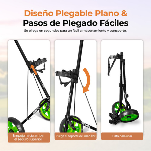 Carrito De Golf De Empuje 2 Ruedas Serenelife, Plegable Y Liviano Con Marco De Aluminio, Mango Ajustable, Soporte Para Bolsa Y Tarjetero, Diseño Compacto Para Viaje Y Almacenamiento
