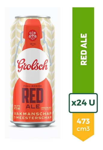 Imagen 1 de 9 de Cerveza Grolsch Red Ale Lata 473ml Pack X24 La Barra Oferta