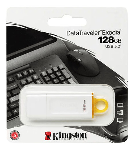 Unidad Flash Usb 3.2 Kingston Datatraveler Exod 128gb Blanco