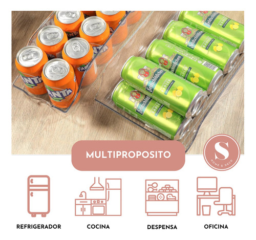 Organizador De Refrigerador Latas 13x10x34 Cm