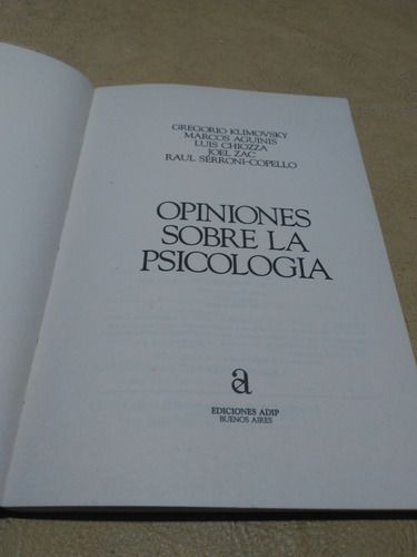 Opiniones Sobre La Psicología Klimovsky-aguinis-chiozza 1986 (Usado)