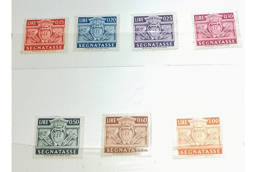 7 Estampillas San Marino Segnatasse 1945