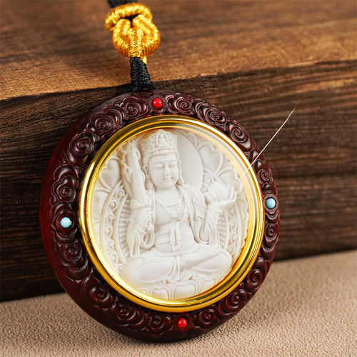 Round Pendant Necklace With Zodiac Charm And Guardian Deity