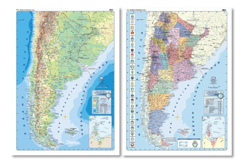 Mapa Republica Argentina Bifaz F/p Laminado Varillado