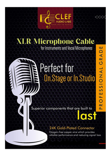 Clef Audio Labs Xlr Macho A Xlr Hembra, 6 Pies, Negro, Zi...