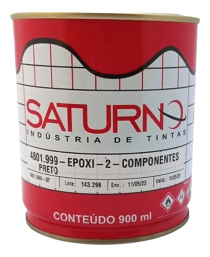 Tinta Epóxi Preta 900ml + Catalizador 225ml Saturno 4801.999