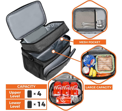 Bolsa De Almuerzo Aislante Opux Para Hombre Y Mujer, Grande,