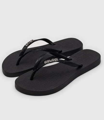Imagem 2 de 3 de Chinelo Preto Glitter Letreiro Colcci