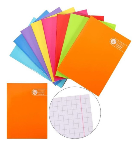 Pack 8 Cuadernos College 7mm Cuadro Grande 80 Hojas Arte Top