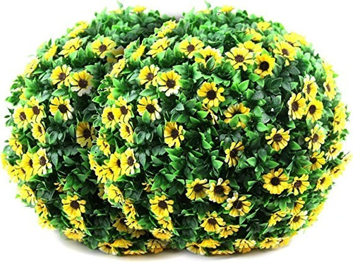 Arbustos Artificial En Forma De Bola C/flor Amarillo (40cm)
