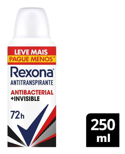 Antitranspirante Rexona Antibacterial e Invisible 250 ml