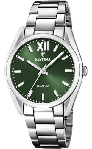 Relógio Festina F20622.4 Women's Boyfriend Collection, verde, cor de malha, prateado, bisel, cor prata