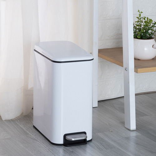 Bote De Basura Rectangular Acero Inoxidable 5l Blanco Mate