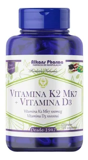 Vitamina K2 Mk7  100mcg Vit D3 - 10.000 - Ui 120 Cápsulas