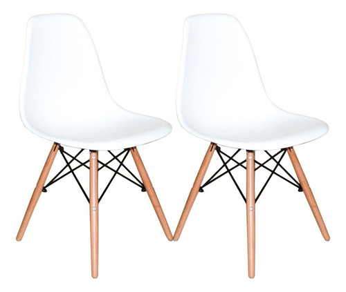 Kit Com 2 Cadeiras Charles Eames Eiffel Branca