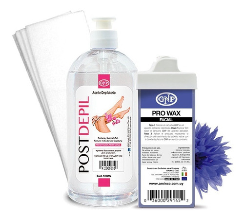 Cartucho Rollon Facial Azul Y Aceite Depilatorio 500ml Gnp +