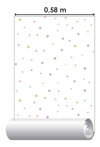 Imagem 4 de 5 de Papel De Parede Adesivo Poá Colorido N03144 Rolo 0,58x2,5m