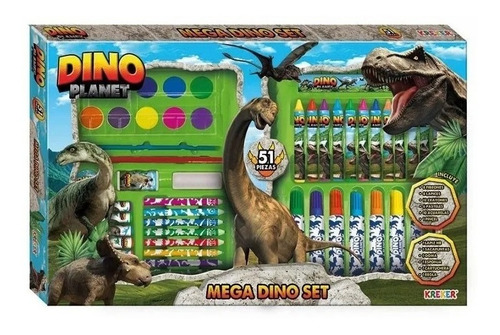 Set De Dibujo Dino Planet 51 Piezas - Kreker Premium