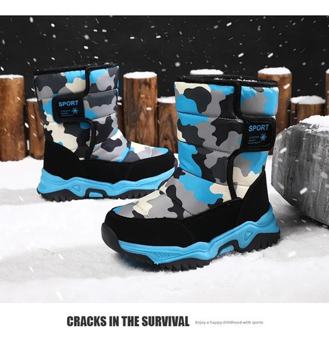 Botas De Nieve De Camuflaje Impermeables Cálidas Para Invier