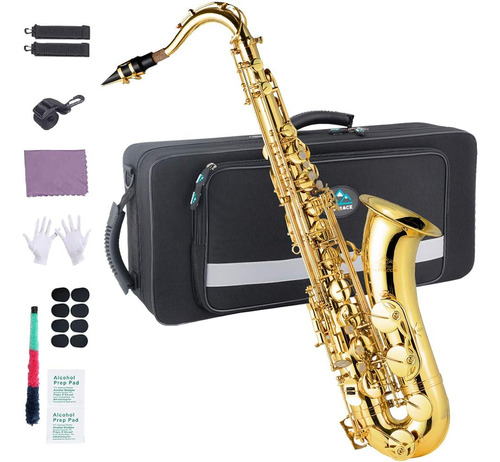 Eastrock Saxofón Tenor B Flat Gold Laquer Sax Estudiantes Pr