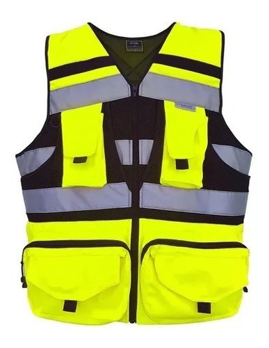 Chaleco Geologo Minero Amarillo Fluor Cinta Reflectante 360°