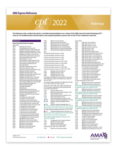 Libro:  Cpt Express Reference Coding Card 2022: Radiology