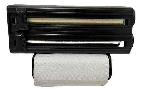 Porta Rolos Maxroll 3 Suportes Papel Toalha Pvc Aluminio Cor Preto N/A