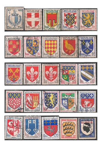 Francia Lote De Escudos (blasones) Distintos Usados