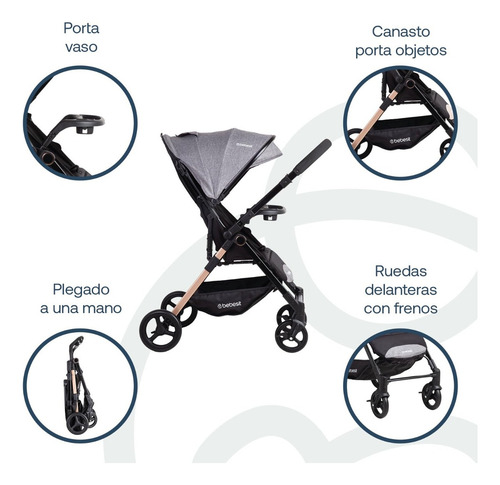 Carriola Infantil BB2200QB100G Reversible Reclinable Gris Bebesit