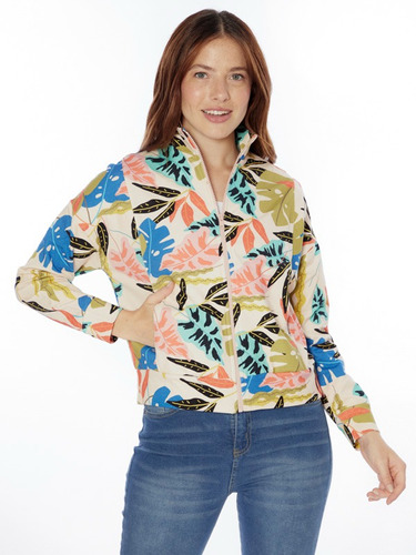 Campera Estampada C/cuello Y Cierre Mariola Mujer Asterisco