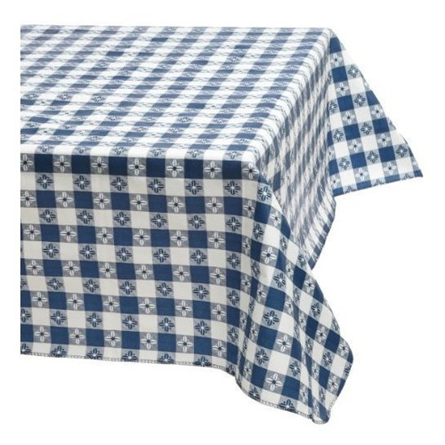 Dii Kane Home Products Eco Vinyl Tablecloth, Blue Check, 52 