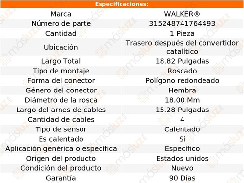 Sensor Ox O2 Tras Dcc Ford Flex 6 Cil 3.5l 11/19 Walker