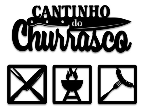 Quadro Decorativo Cantinho Do Churrasco Cor Preta Cor Preto