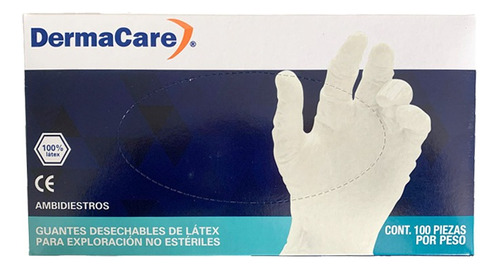 Guante Desechable Latex Dermacare Blanco C/ 100 No Esteril 