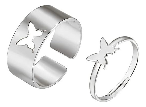 Anillos Par Amistad Amor Mariposa Ajustable