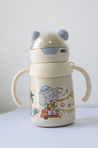 Botella Cantimplora Infantil Niño Niña Térmica Antiderrame Beige