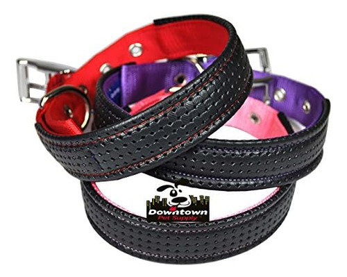 Collar Para Perros Deluxe Ajustable Grueso Azul Rojo Negro M