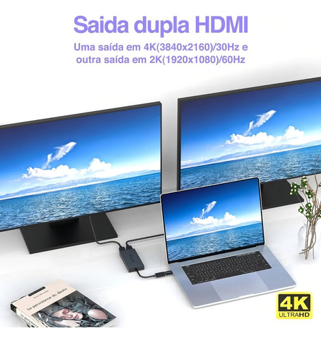 Wavlink Adaptador Displaylink Hdmi 1x2 4k 2k Para Macbook M1