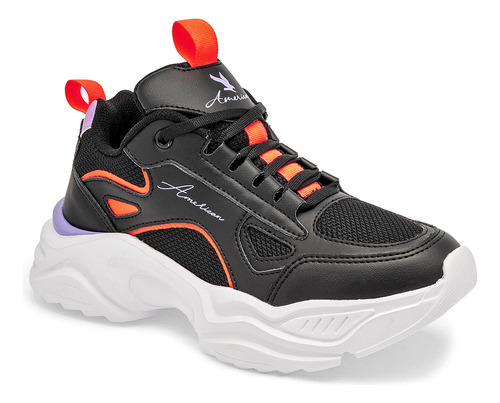 Tenis Plataforma Mujer American Fire Negro 126-184